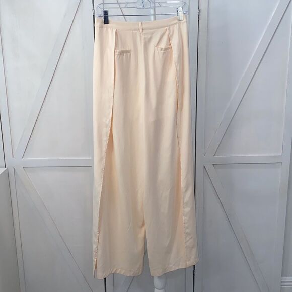 J.O.A. Women’s Wide-Leg Pants Skyline Cream Satin Open Leg Size Small - Picture 6 of 15